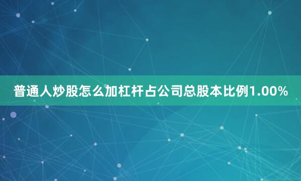 普通人炒股怎么加杠杆占公司总股本比例1.00%